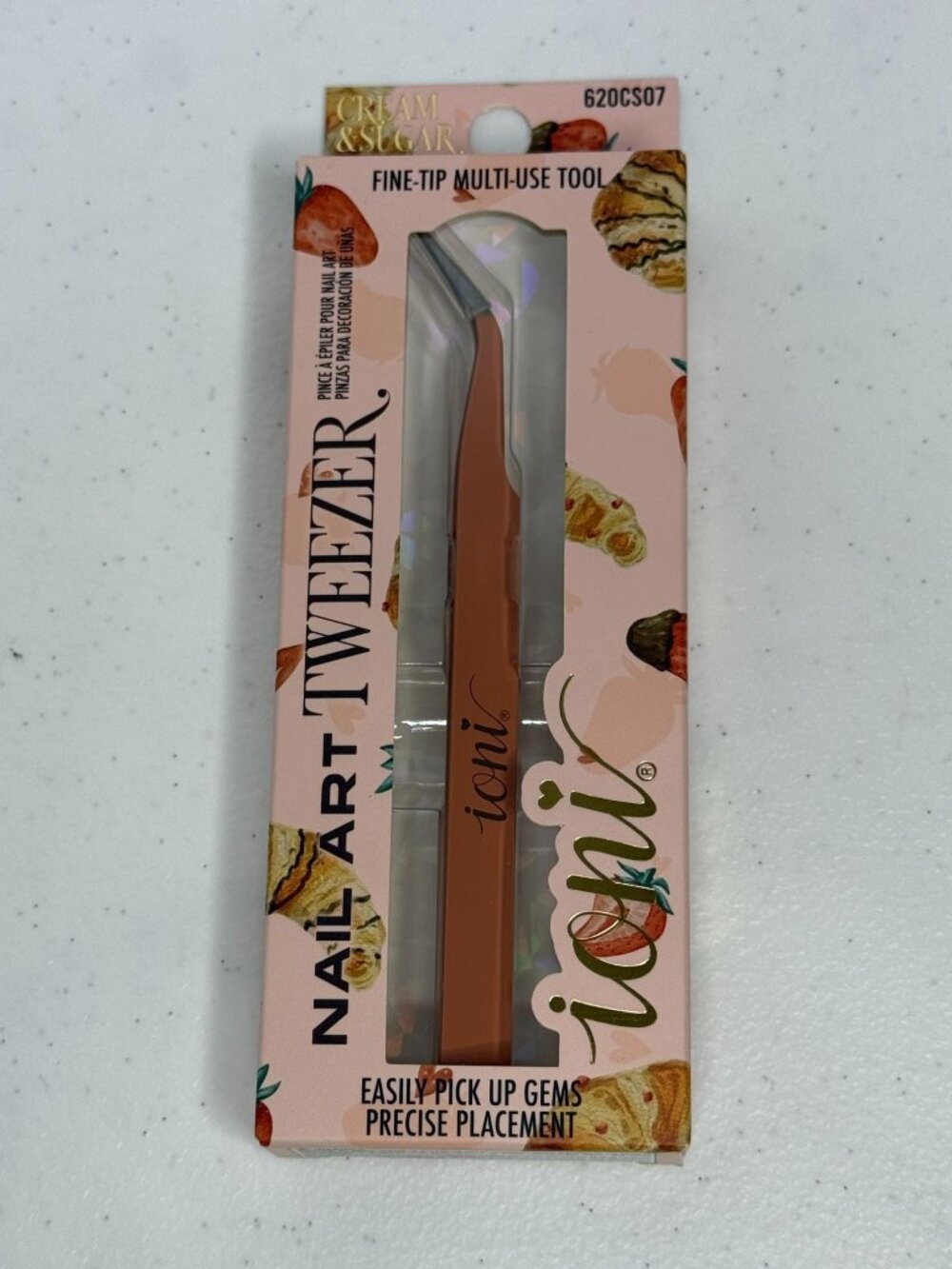 Ioni Cream & Sugar Nail Art Tweezer Fine Tip Precision Manicure Tool
